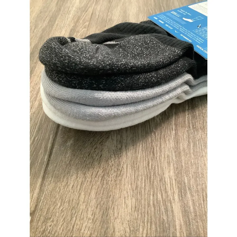 Hoka Unisex XL White Grey Black 3 Pack Invisible Socks Running Athleisure A8-7